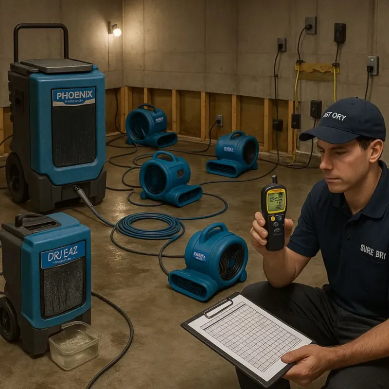 Structural Drying and Dehumidification process in South Elgin, IL